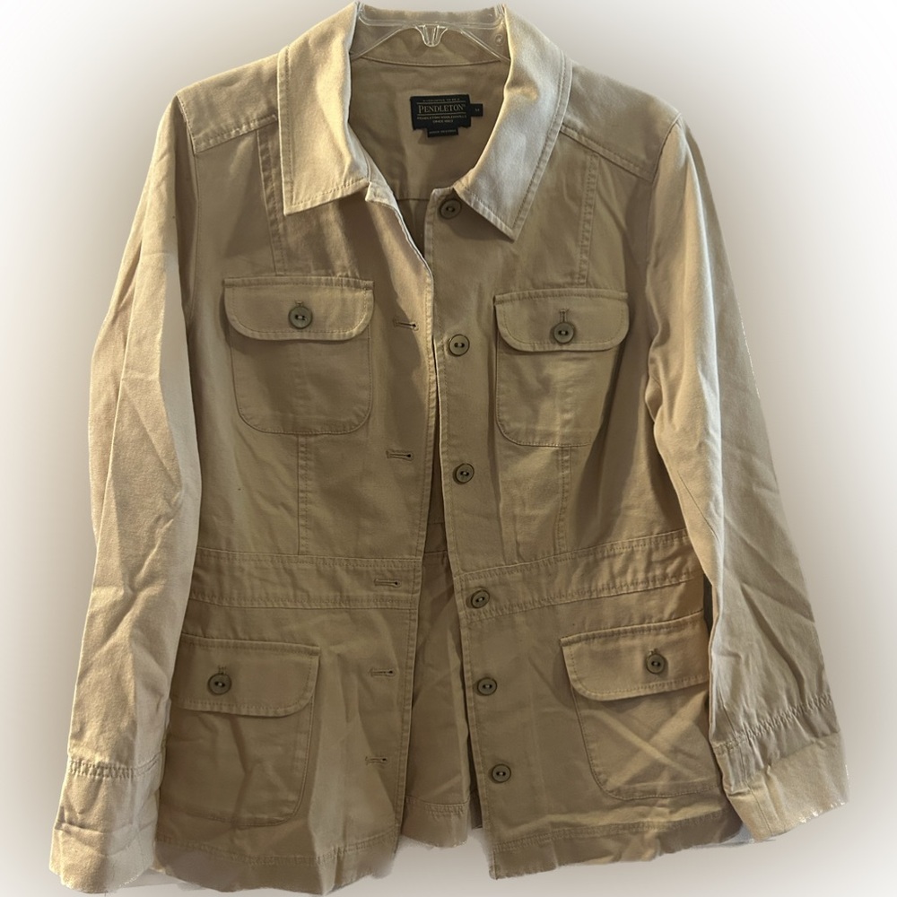 Pendleton Khaki Button Up Shacket Four Pockets 10… - image 1